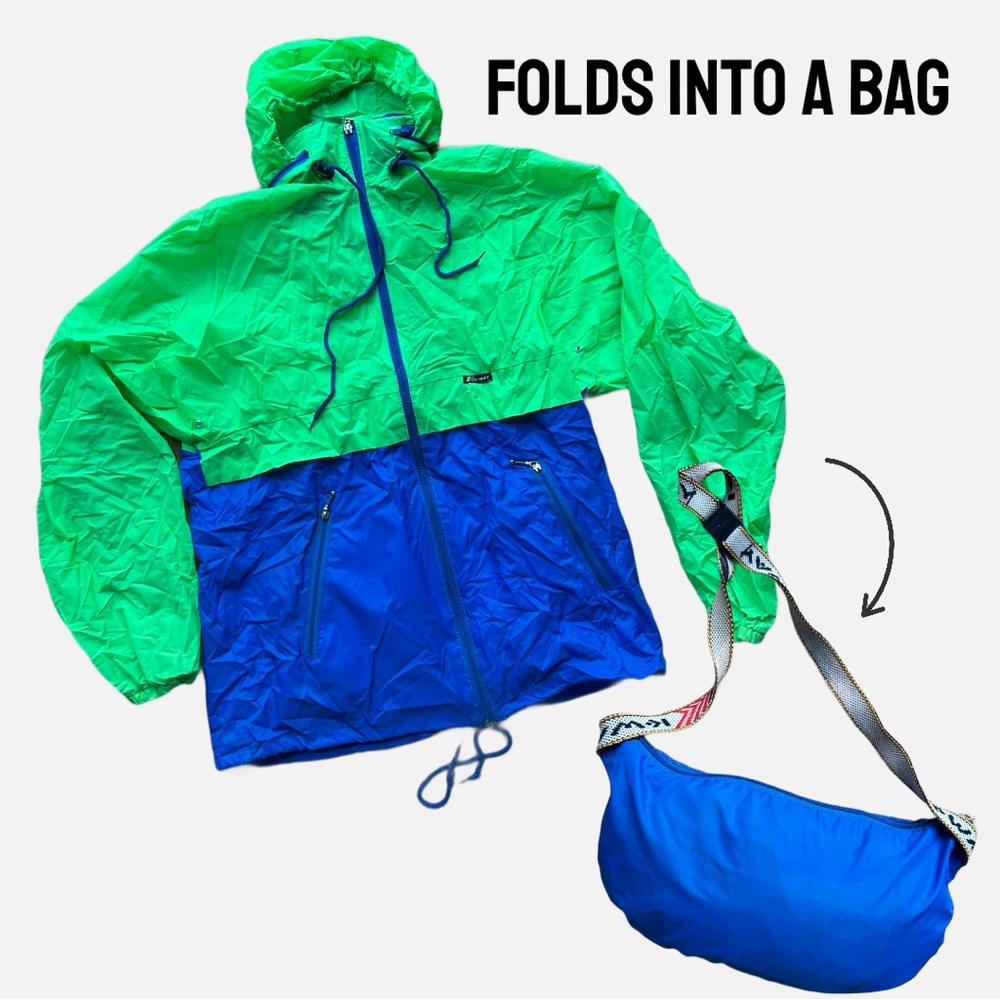 Green and Blue Windbreaker Jacket